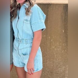 Women's Light Blue Denim Romper size XS